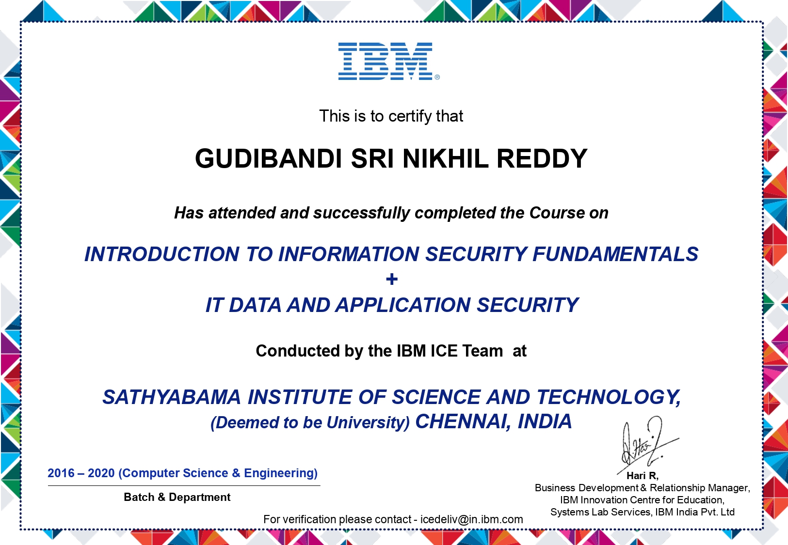INTRODUCTION TO INFORMATION SECURITY FUNDAMENTALS + IT DATA AND APPLICATION SECURITY